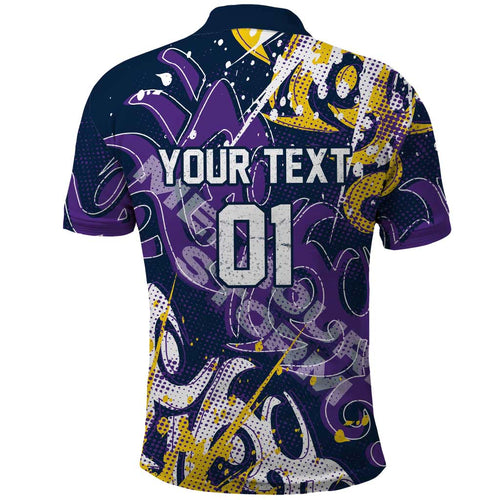 Personalized Melbourne Storm Rugby Polo Shirt Urban Street Graffiti Style - Distressed Splatter Elements