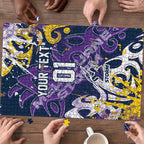 Personalized Melbourne Storm Rugby Puzzle Urban Street Graffiti Style - Distressed Splatter Elements