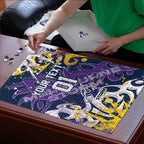 Personalized Melbourne Storm Rugby Puzzle Urban Street Graffiti Style - Distressed Splatter Elements