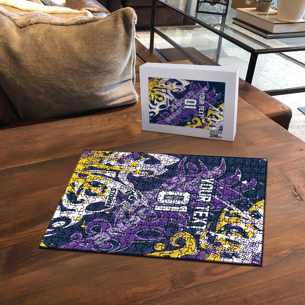 Personalized Melbourne Storm Rugby Puzzle Urban Street Graffiti Style - Distressed Splatter Elements