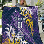 Personalized Melbourne Storm Rugby Quilt Urban Street Graffiti Style - Distressed Splatter Elements