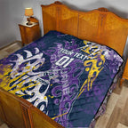Personalized Melbourne Storm Rugby Quilt Urban Street Graffiti Style - Distressed Splatter Elements