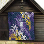 Personalized Melbourne Storm Rugby Quilt Urban Street Graffiti Style - Distressed Splatter Elements