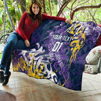 Personalized Melbourne Storm Rugby Quilt Urban Street Graffiti Style - Distressed Splatter Elements