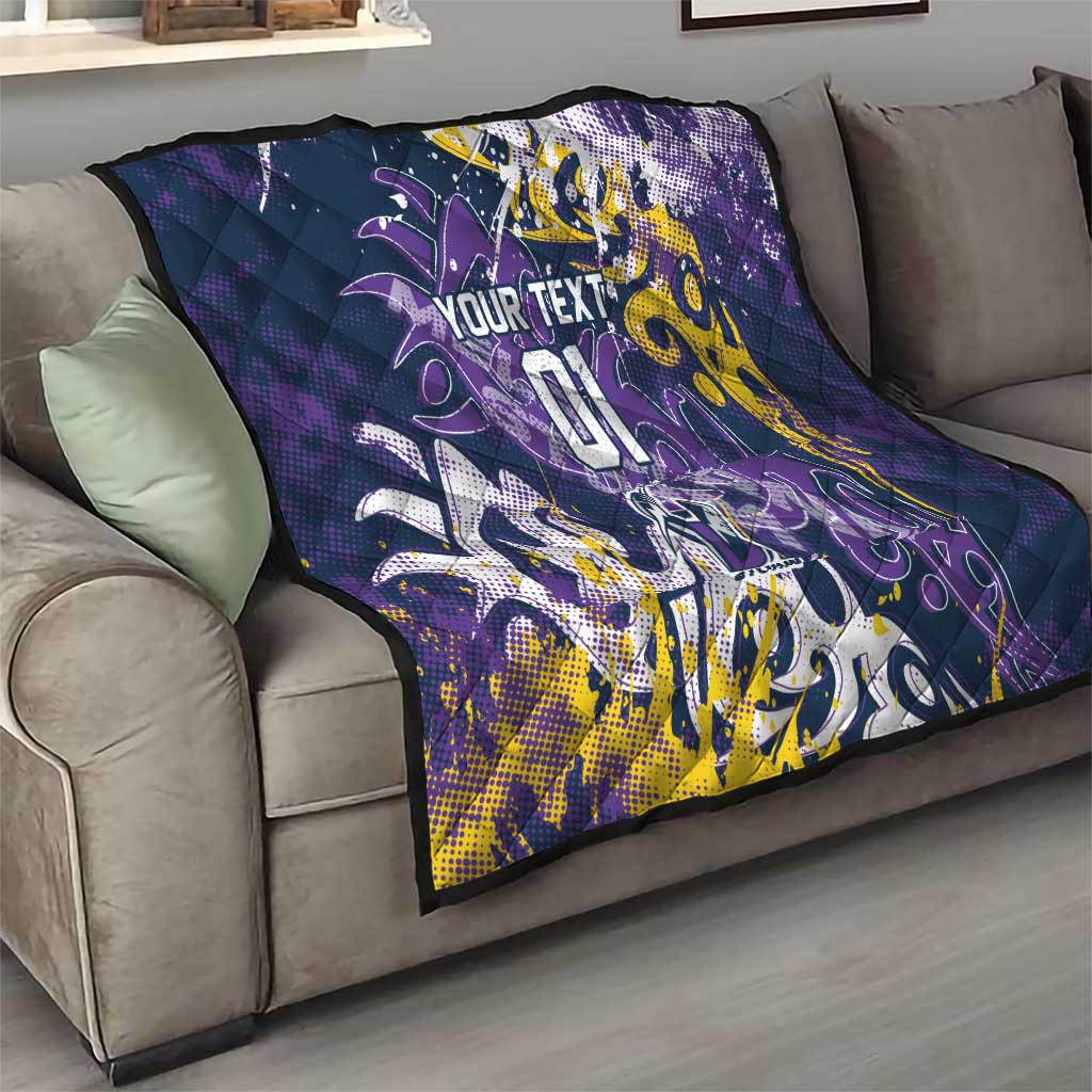 Personalized Melbourne Storm Rugby Quilt Urban Street Graffiti Style - Distressed Splatter Elements