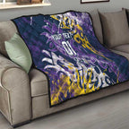 Personalized Melbourne Storm Rugby Quilt Urban Street Graffiti Style - Distressed Splatter Elements