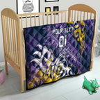 Personalized Melbourne Storm Rugby Quilt Urban Street Graffiti Style - Distressed Splatter Elements