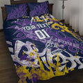 Personalized Melbourne Storm Rugby Quilt Bed Set Urban Street Graffiti Style - Distressed Splatter Elements