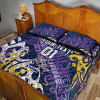Personalized Melbourne Storm Rugby Quilt Bed Set Urban Street Graffiti Style - Distressed Splatter Elements