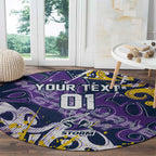Personalized Melbourne Storm Rugby Round Carpet Urban Street Graffiti Style - Distressed Splatter Elements