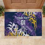 Personalized Melbourne Storm Rugby Rubber Doormat Urban Street Graffiti Style - Distressed Splatter Elements