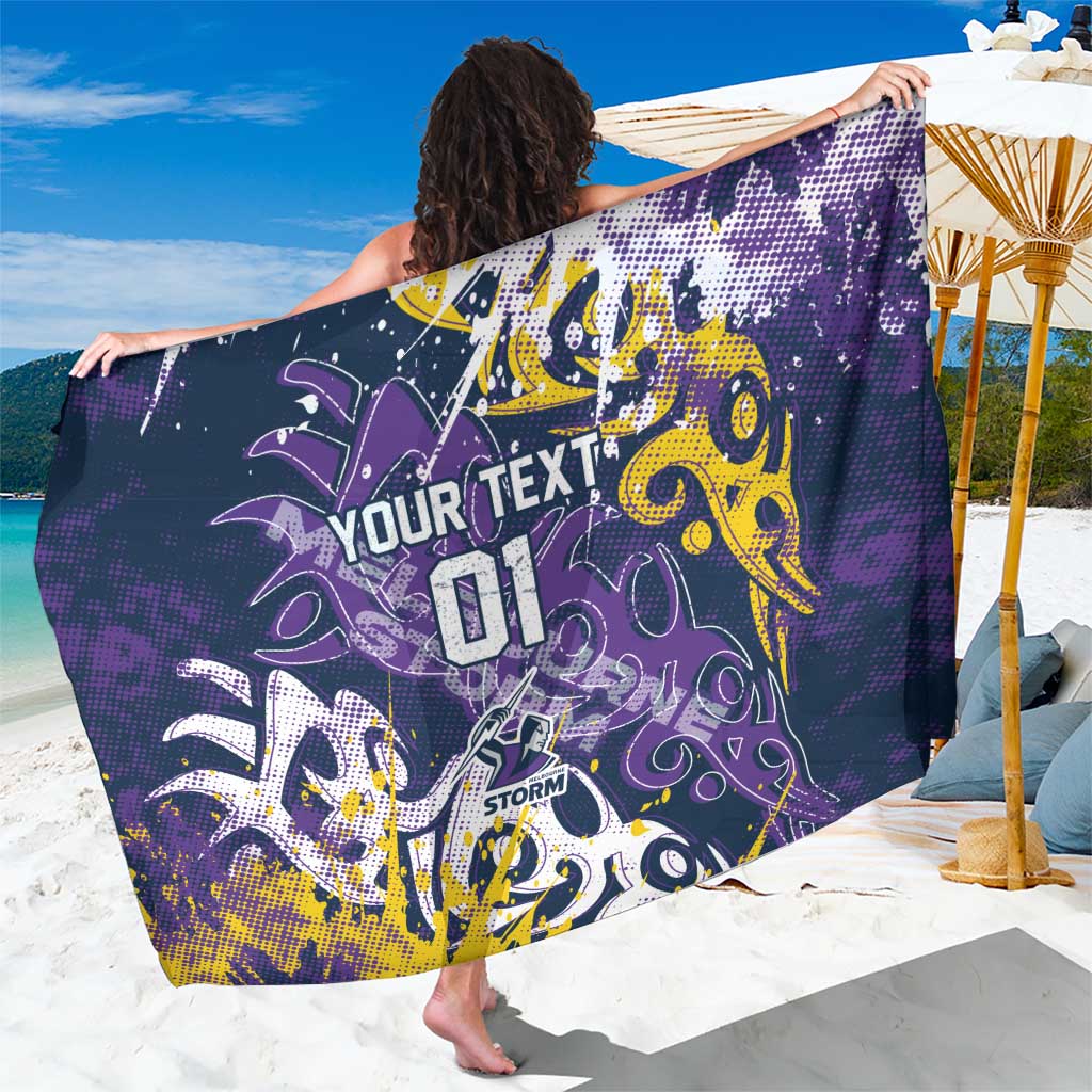 Personalized Melbourne Storm Rugby Sarong Urban Street Graffiti Style - Distressed Splatter Elements