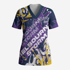 Personalized Melbourne Storm Rugby Scrub Top Urban Street Graffiti Style - Distressed Splatter Elements