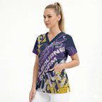 Personalized Melbourne Storm Rugby Scrub Top Urban Street Graffiti Style - Distressed Splatter Elements