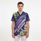 Personalized Melbourne Storm Rugby Scrub Top Urban Street Graffiti Style - Distressed Splatter Elements