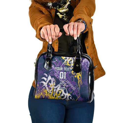 Personalized Melbourne Storm Rugby Shoulder Handbag Urban Street Graffiti Style - Distressed Splatter Elements
