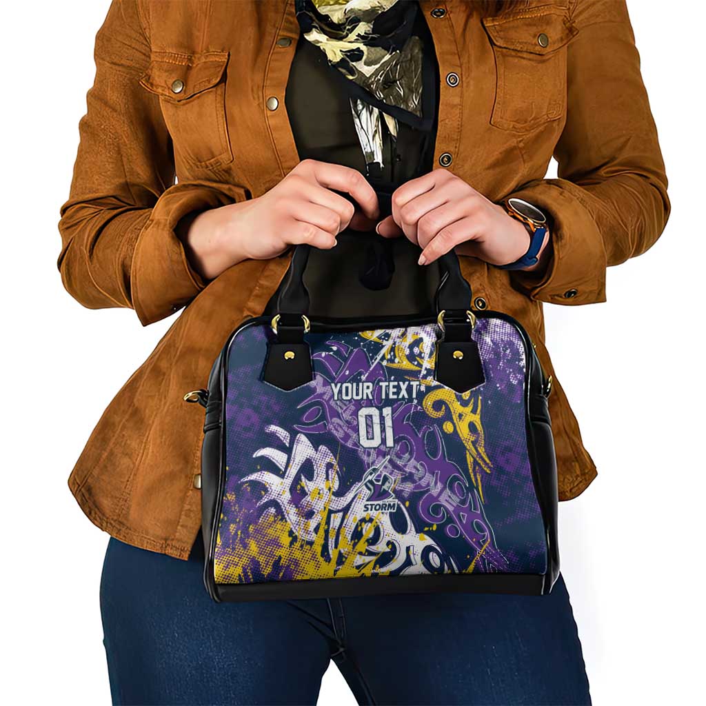 Personalized Melbourne Storm Rugby Shoulder Handbag Urban Street Graffiti Style - Distressed Splatter Elements