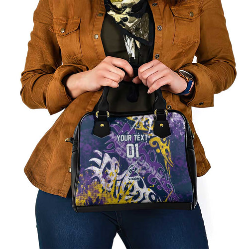 Personalized Melbourne Storm Rugby Shoulder Handbag Urban Street Graffiti Style - Distressed Splatter Elements