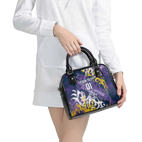Personalized Melbourne Storm Rugby Shoulder Handbag Urban Street Graffiti Style - Distressed Splatter Elements