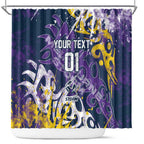 Personalized Melbourne Storm Rugby Shower Curtain Urban Street Graffiti Style - Distressed Splatter Elements