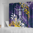 Personalized Melbourne Storm Rugby Shower Curtain Urban Street Graffiti Style - Distressed Splatter Elements
