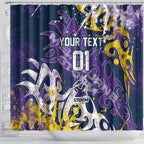 Personalized Melbourne Storm Rugby Shower Curtain Urban Street Graffiti Style - Distressed Splatter Elements