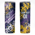 Personalized Melbourne Storm Rugby Skinny Tumbler Urban Street Graffiti Style - Distressed Splatter Elements