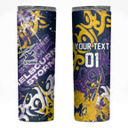 Personalized Melbourne Storm Rugby Skinny Tumbler Urban Street Graffiti Style - Distressed Splatter Elements