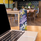 Personalized Melbourne Storm Rugby Skinny Tumbler Urban Street Graffiti Style - Distressed Splatter Elements