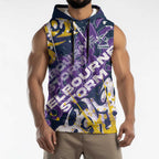 Personalized Melbourne Storm Rugby Sleeveless Hoodie Urban Street Graffiti Style - Distressed Splatter Elements