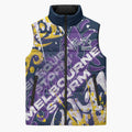 Personalized Melbourne Storm Rugby Sleeveless Puffer Jacket Urban Street Graffiti Style - Distressed Splatter Elements