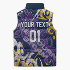 Personalized Melbourne Storm Rugby Sleeveless Puffer Jacket Urban Street Graffiti Style - Distressed Splatter Elements