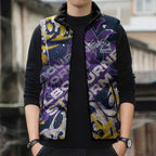 Personalized Melbourne Storm Rugby Sleeveless Puffer Jacket Urban Street Graffiti Style - Distressed Splatter Elements