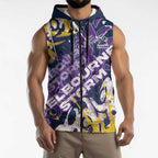 Personalized Melbourne Storm Rugby Sleeveless Zip Hoodie Urban Street Graffiti Style - Distressed Splatter Elements