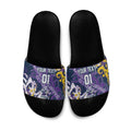 Personalized Melbourne Storm Rugby Slide Sandals Urban Street Graffiti Style - Distressed Splatter Elements