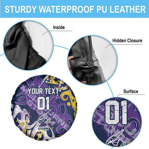 Personalized Melbourne Storm Rugby Spare Tire Cover Urban Street Graffiti Style - Distressed Splatter Elements