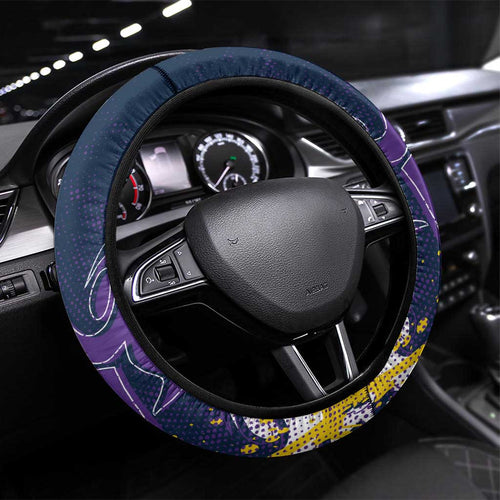 Melbourne Storm Rugby Steering Wheel Cover Urban Street Graffiti Style - Distressed Splatter Elements