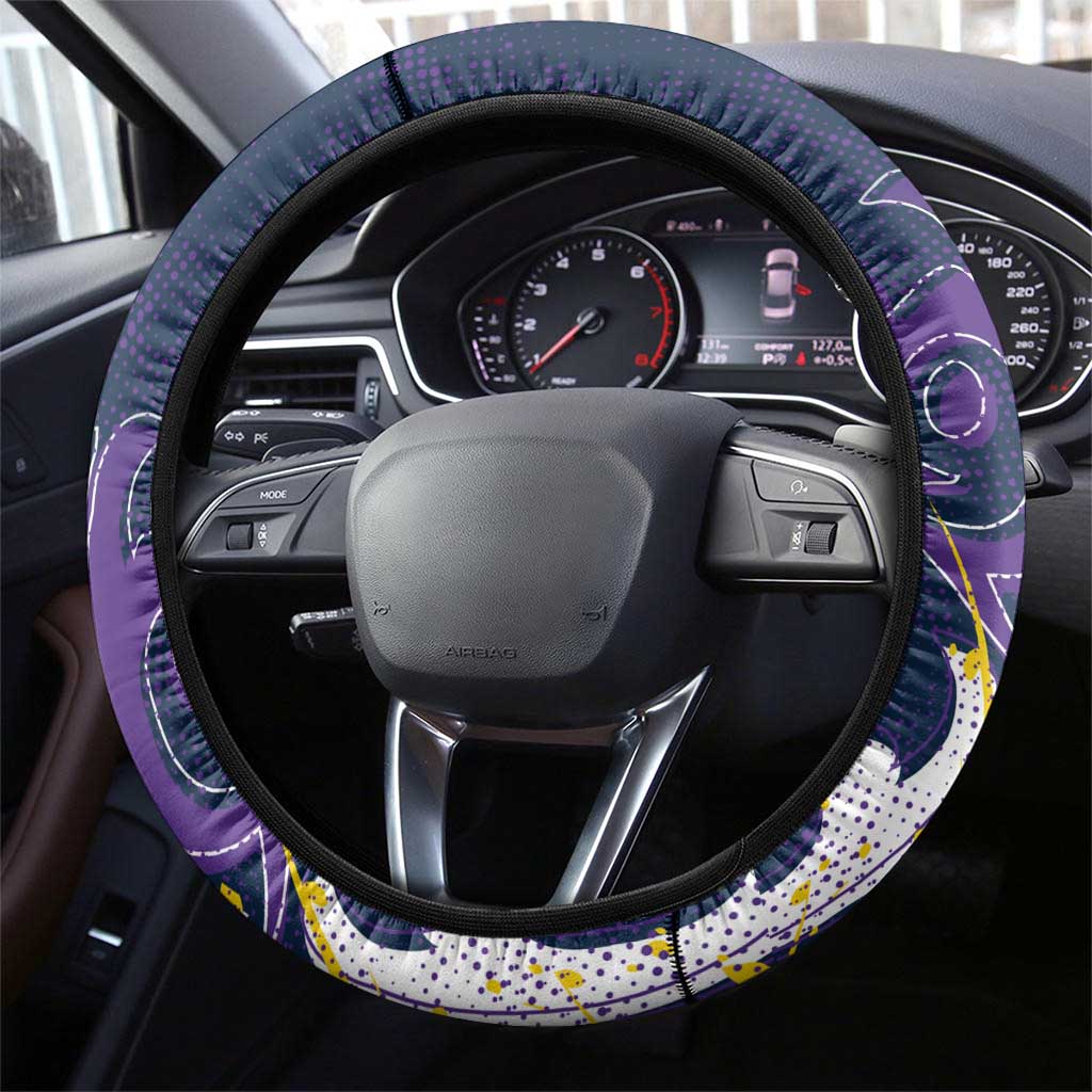 Melbourne Storm Rugby Steering Wheel Cover Urban Street Graffiti Style - Distressed Splatter Elements