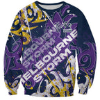 Personalized Melbourne Storm Rugby Sweatshirt Urban Street Graffiti Style - Distressed Splatter Elements