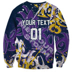 Personalized Melbourne Storm Rugby Sweatshirt Urban Street Graffiti Style - Distressed Splatter Elements