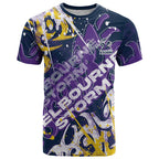 Personalized Melbourne Storm Rugby T Shirt Urban Street Graffiti Style - Distressed Splatter Elements