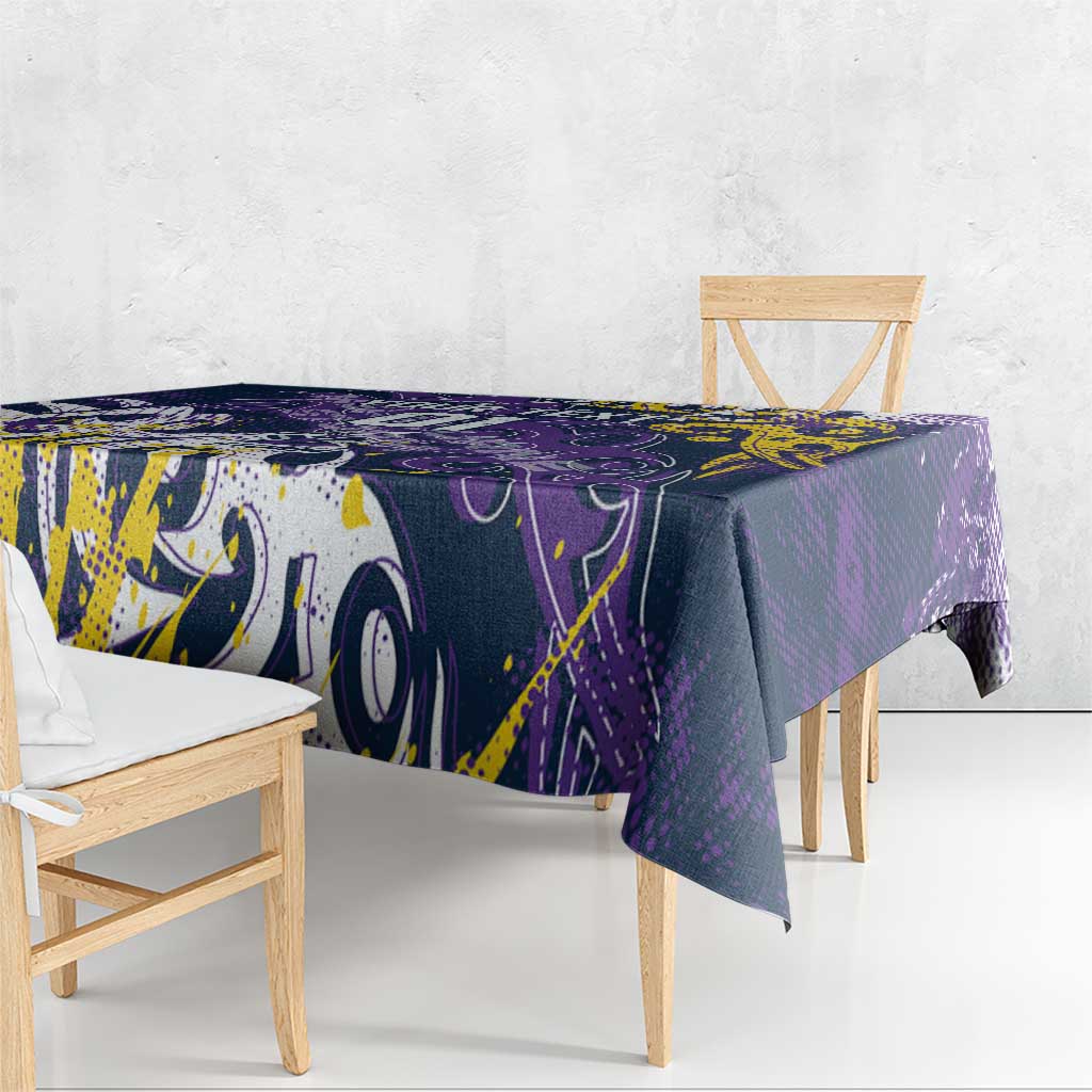 Personalized Melbourne Storm Rugby Tablecloth Urban Street Graffiti Style - Distressed Splatter Elements