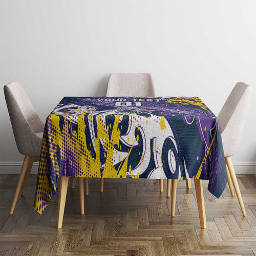 Personalized Melbourne Storm Rugby Tablecloth Urban Street Graffiti Style - Distressed Splatter Elements
