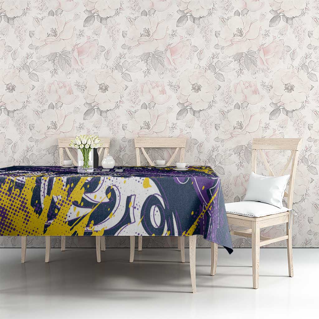Personalized Melbourne Storm Rugby Tablecloth Urban Street Graffiti Style - Distressed Splatter Elements