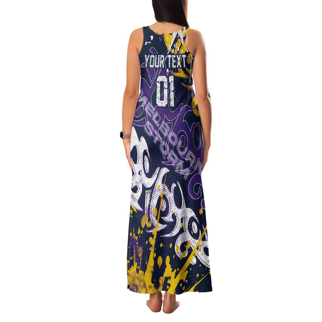 Personalized Melbourne Storm Rugby Tank Maxi Dress Urban Street Graffiti Style - Distressed Splatter Elements