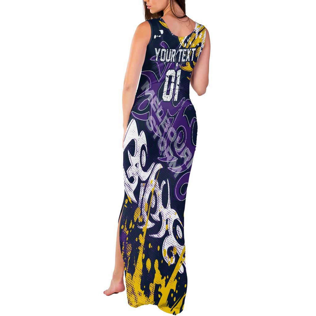 Personalized Melbourne Storm Rugby Tank Maxi Dress Urban Street Graffiti Style - Distressed Splatter Elements
