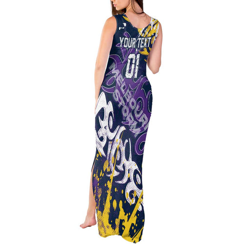 Personalized Melbourne Storm Rugby Tank Maxi Dress Urban Street Graffiti Style - Distressed Splatter Elements