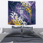 Personalized Melbourne Storm Rugby Tapestry Urban Street Graffiti Style - Distressed Splatter Elements