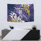Personalized Melbourne Storm Rugby Tapestry Urban Street Graffiti Style - Distressed Splatter Elements
