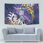 Personalized Melbourne Storm Rugby Tapestry Urban Street Graffiti Style - Distressed Splatter Elements